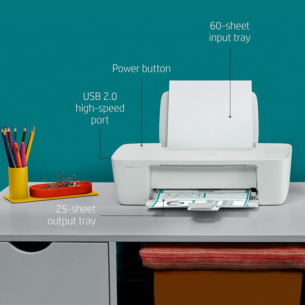 HP Deskjet 1212 Colour Printer for Home Use, Compact Size, Reliable